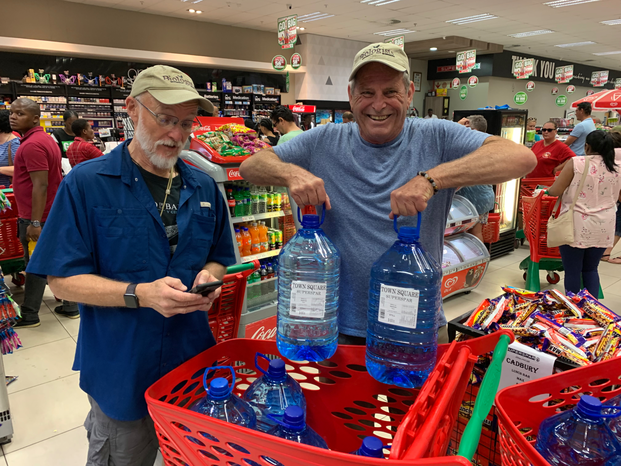 Dale and Bud stocking up on water for Thanda
